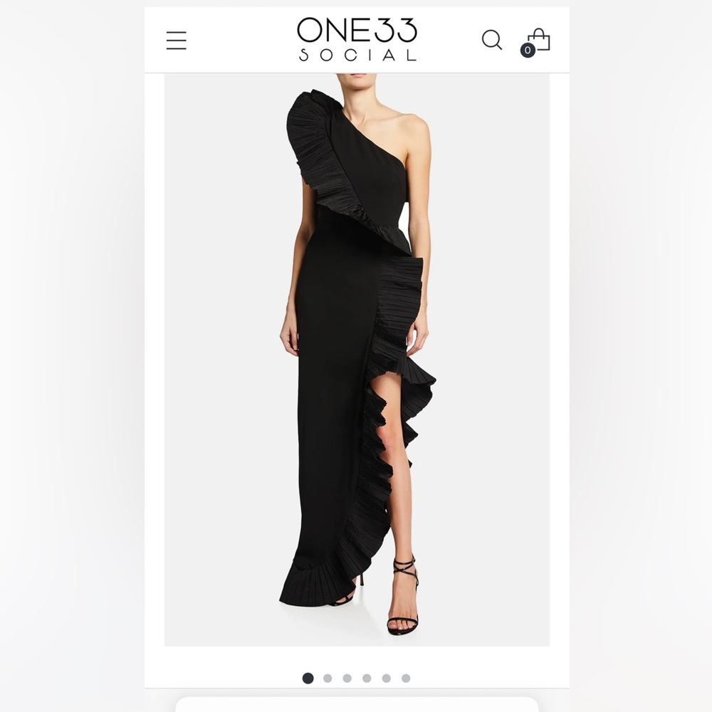 One33 Social The Mercer | Black Pleated Ruffle Gown